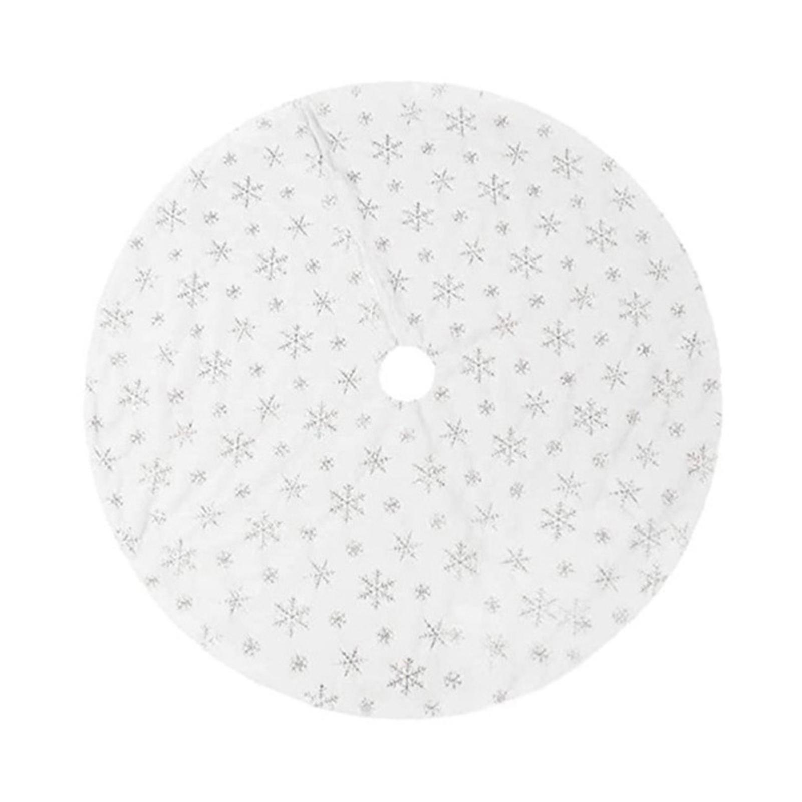 Plush Christmas Tree Skirt Snowflakes Printed Tree Blanket Practical