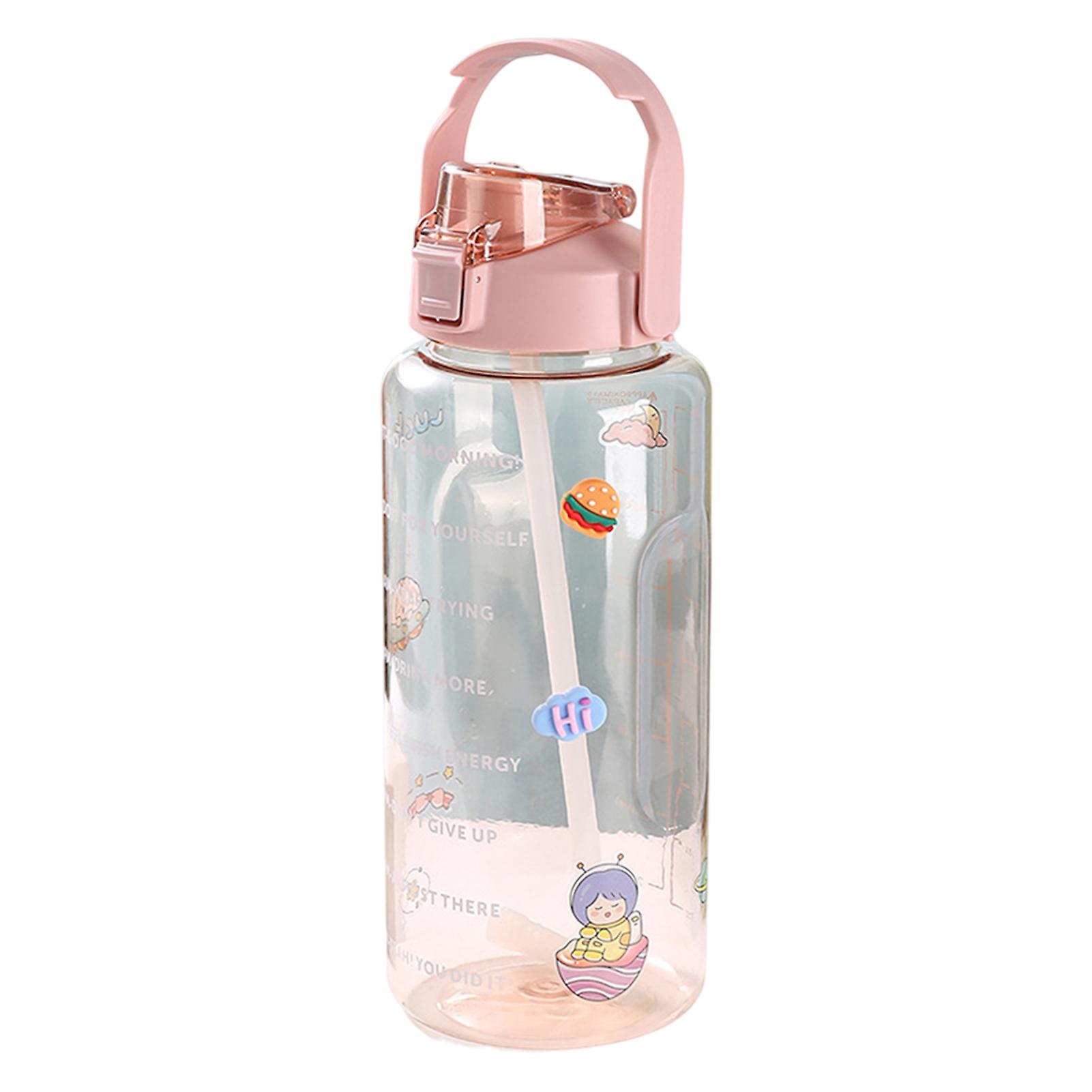 2L Water Bottle With Straw Insulated 2 Layer Drinking Cup Insulated Cylindrical Outdoor Water Cup