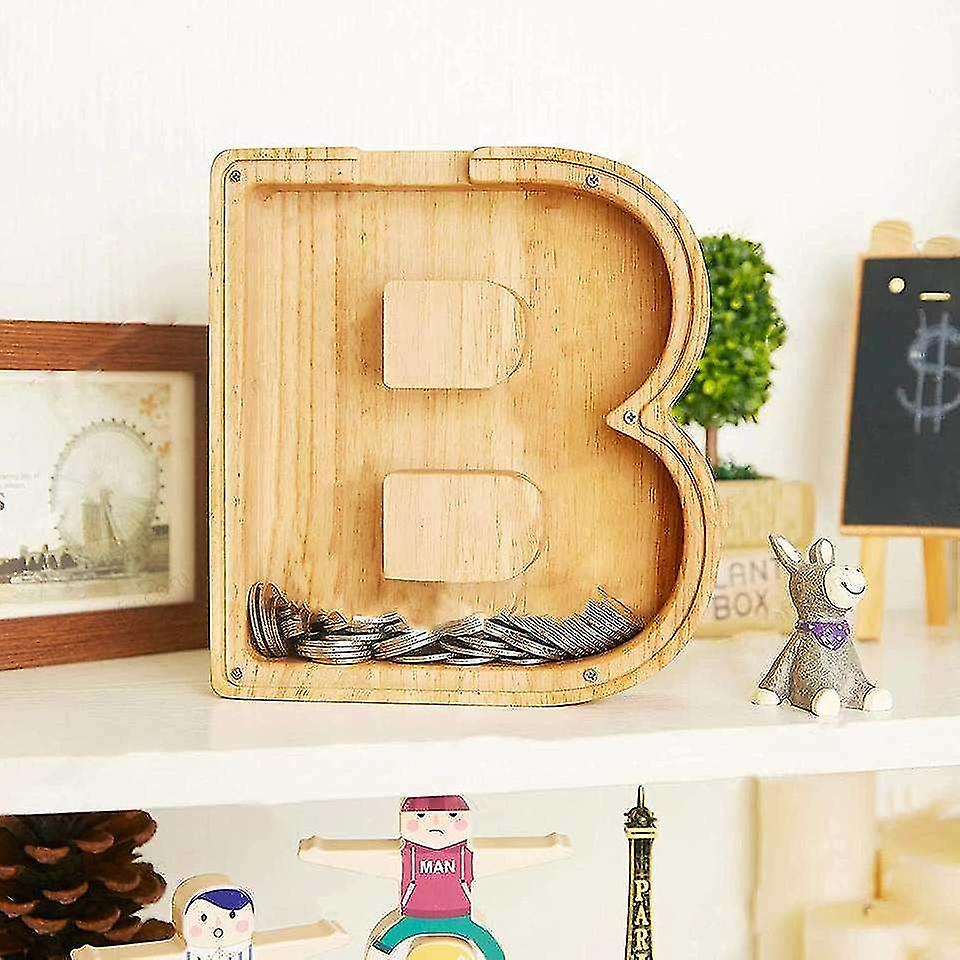 Ladenk 12 Inch Extra Large Wooden Kids Letter Piggy Bank - Piggy Bank For Boys Girls - Initial O Bank - Alphabet Money Bank For
