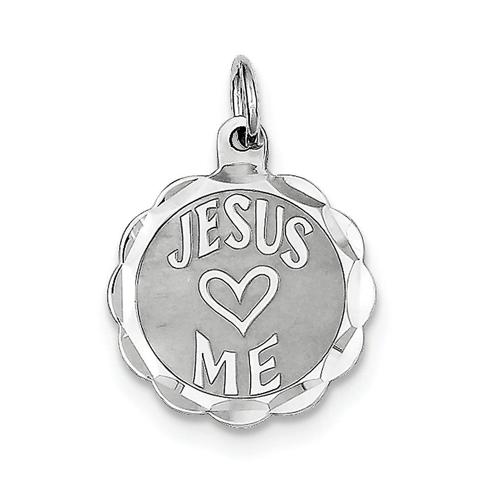 925スターリングシルバーソリッドファセットレーザーエッチング宗教信仰インスピレーションイエスは私を愛していますディスクチャーム23x15mm幅ペンダン