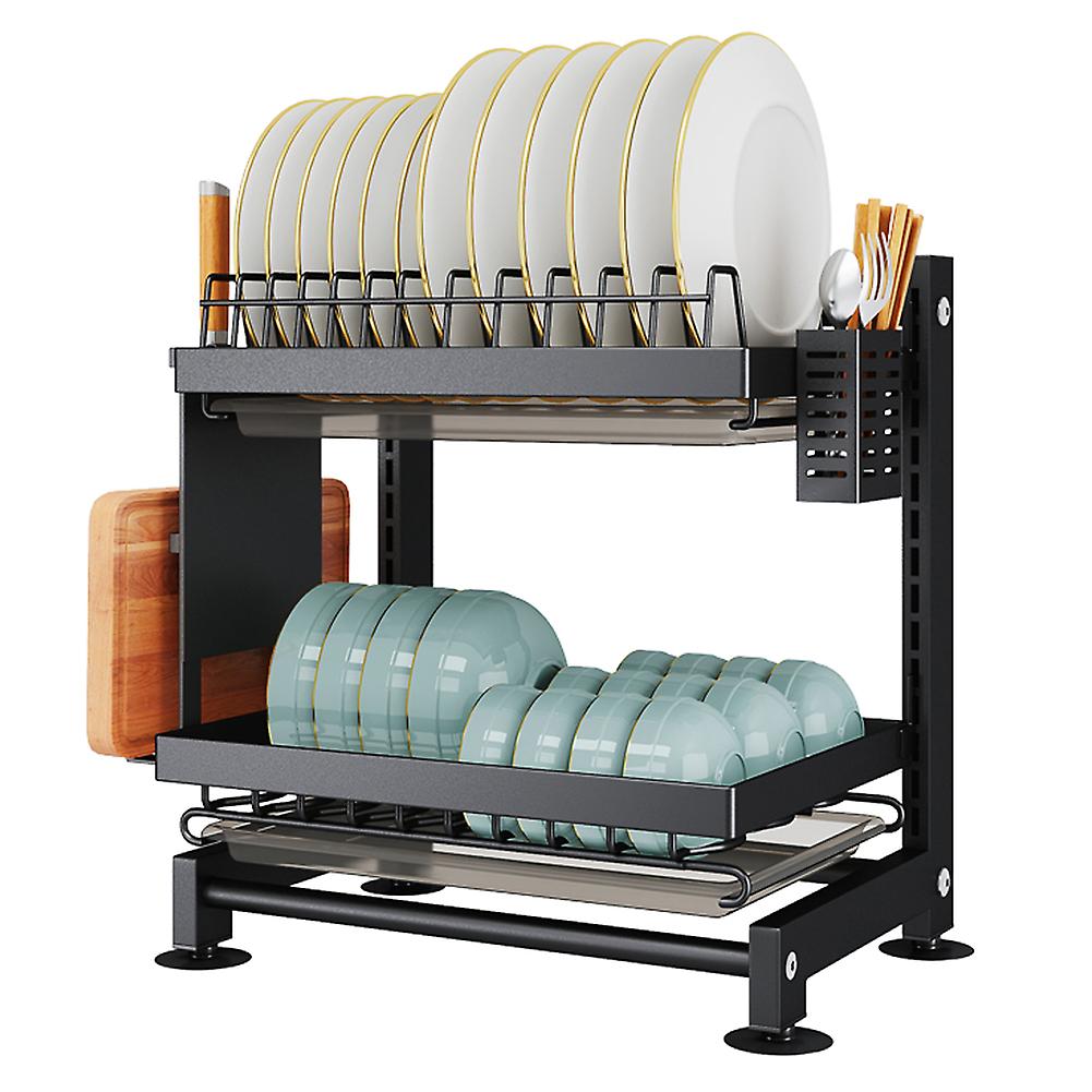 Height Adjustable Dish Drainer 2 Tier Large Dish Drying Rack