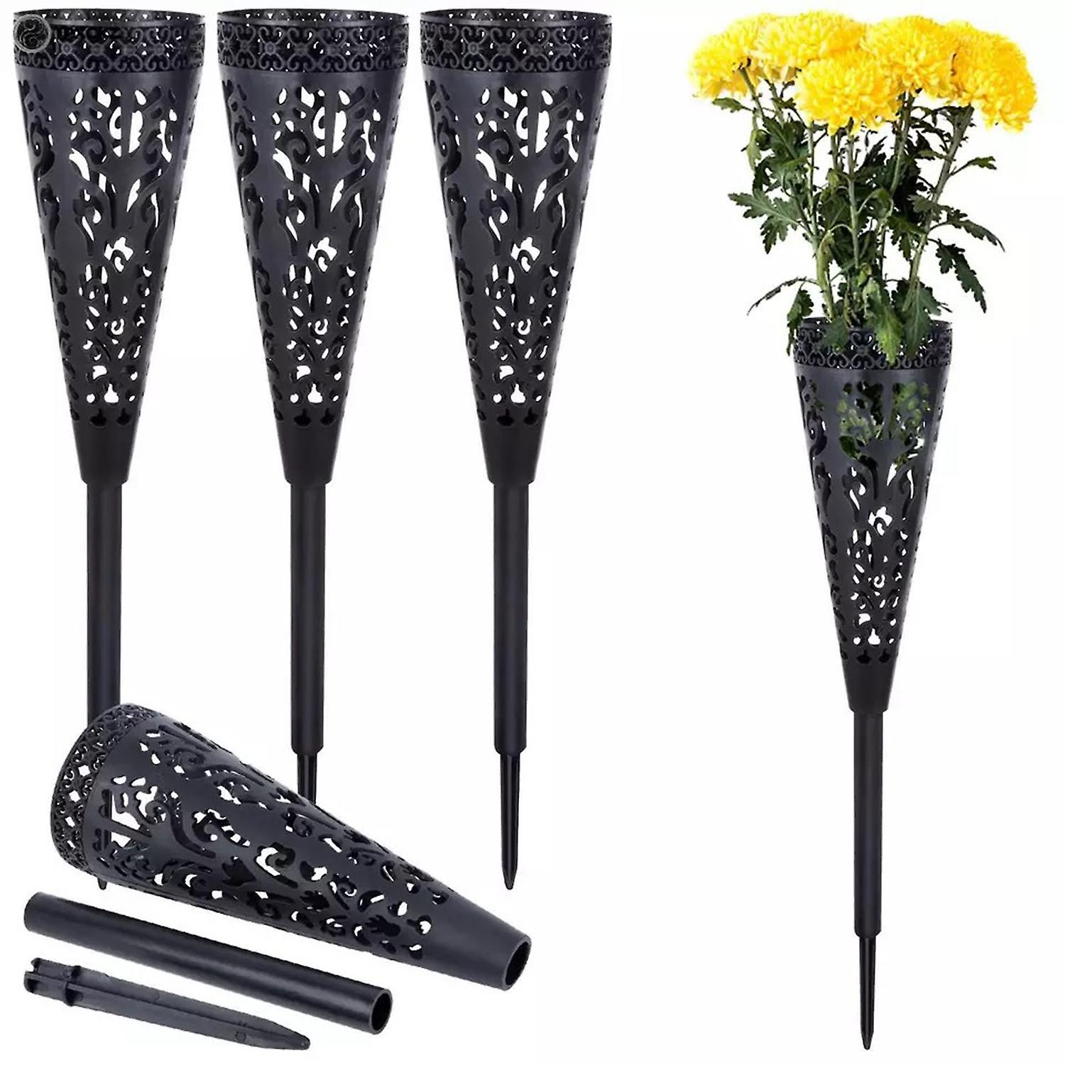 Cemetery Vase Hollow Out Detachable Fixing The Vase with Long Spike Cone-shaped Memorial Gravestone