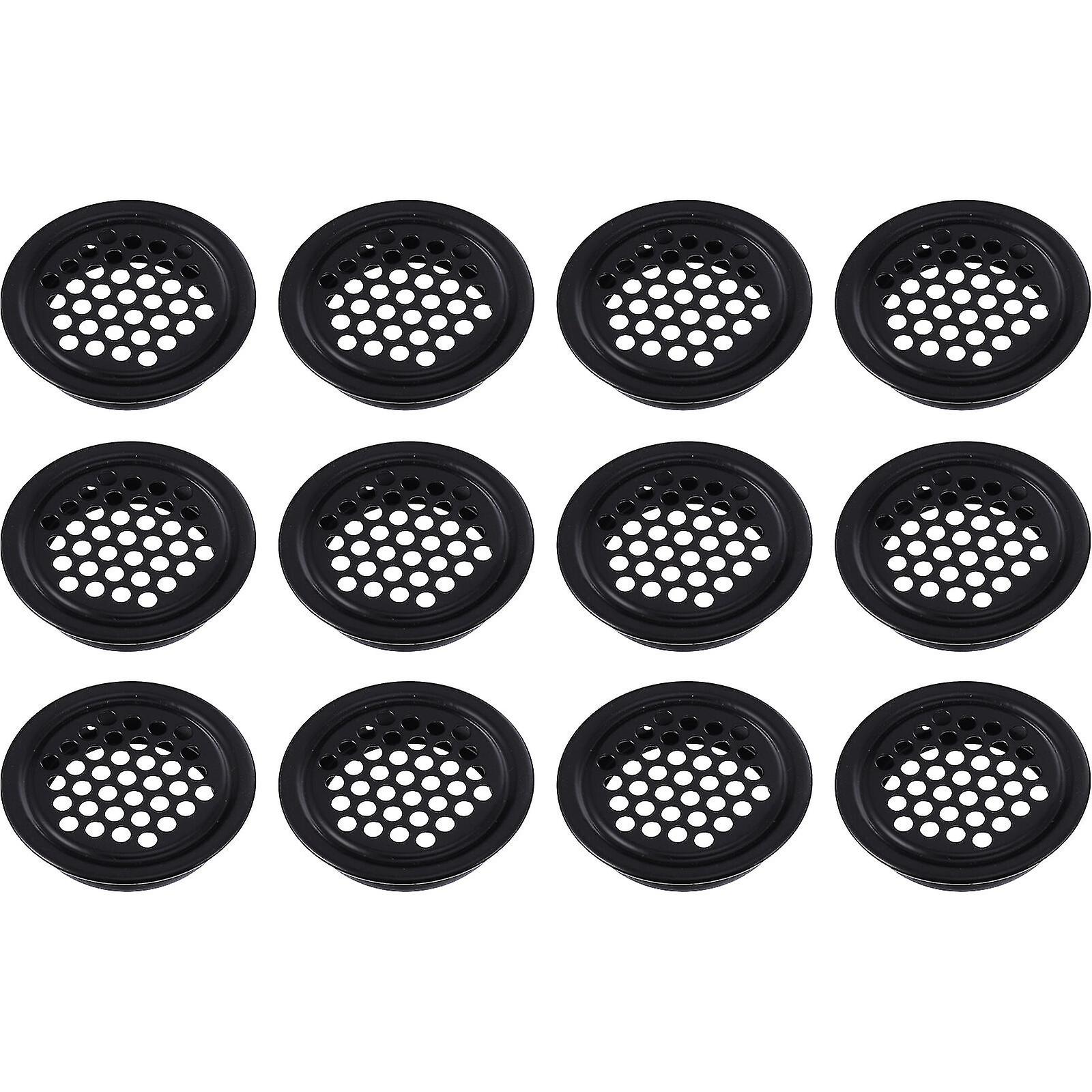 20 Stück Belüftungsabdeckung Flache Lüftungsöffnungen Runde Lüftungsvorrichtung Edelstahl Belüftungsloch Schwarz 4.3X4.3CM
