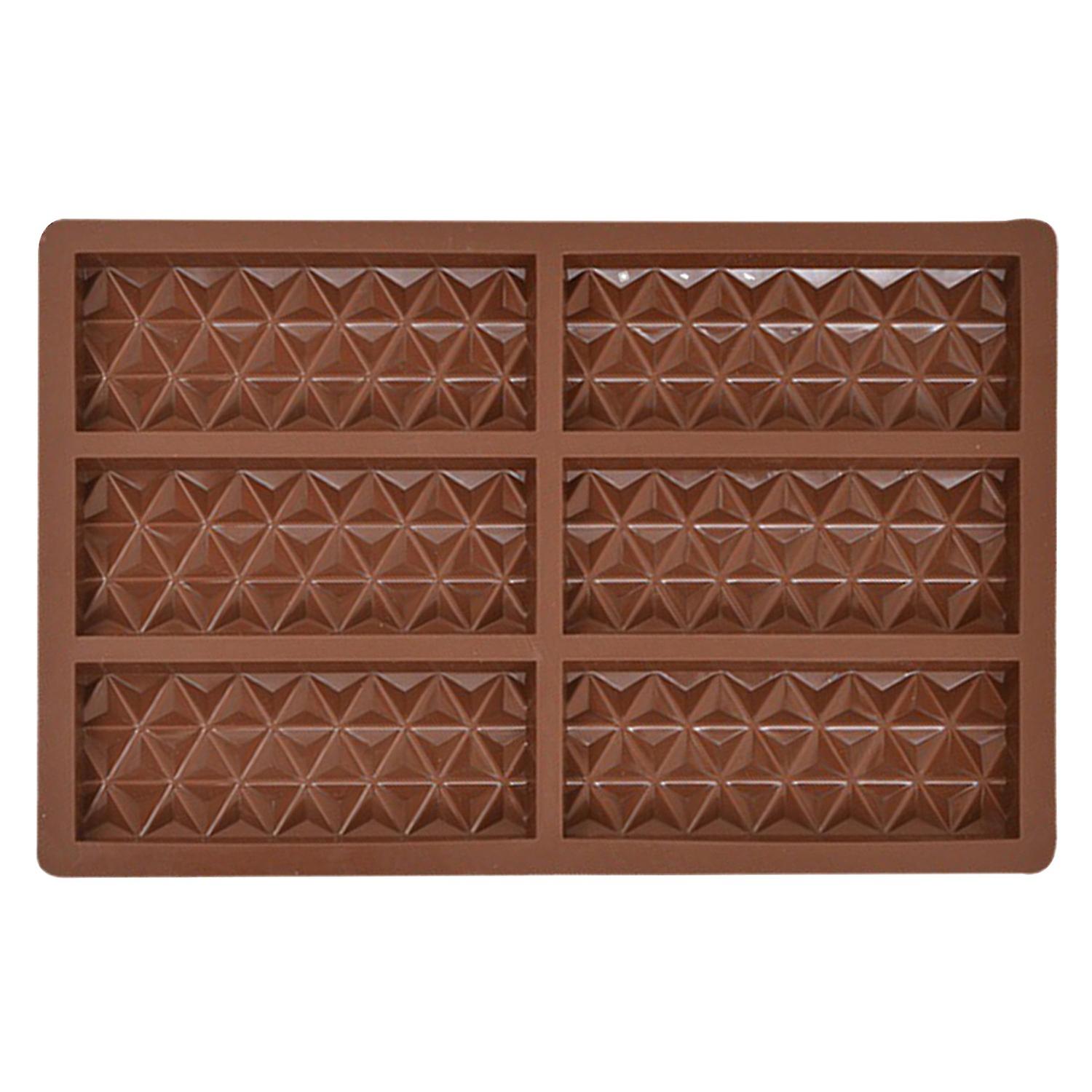 6 Cavities Chocolate Mold Rectangular Shaped Silicone Candy Bar Mold Non-Stick Waffles Cheesecake Pu