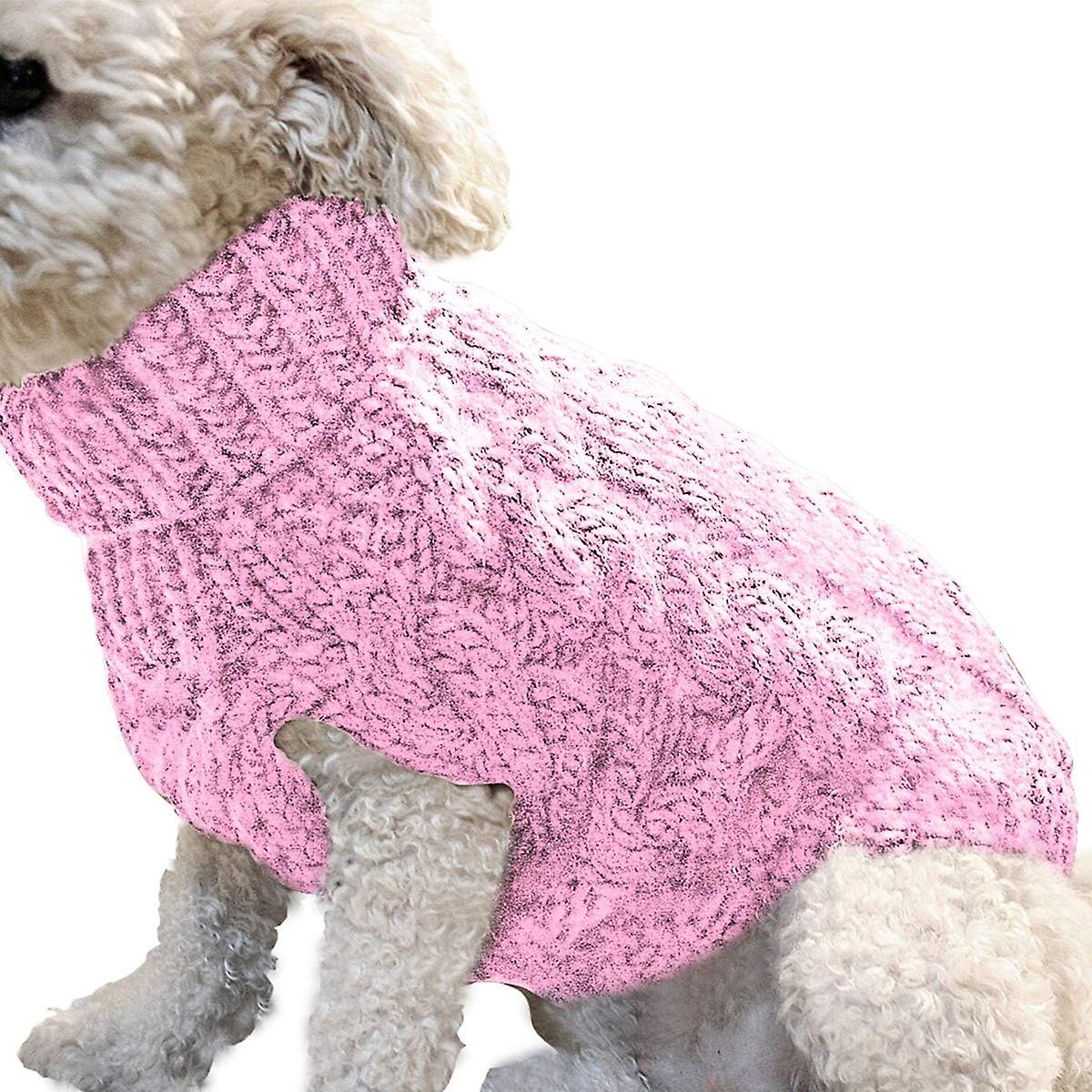 Dog Turtleneck Sweater Autumn Winter Knitted Pet Puppy Clothes Thick Warm Vest Jacket pink