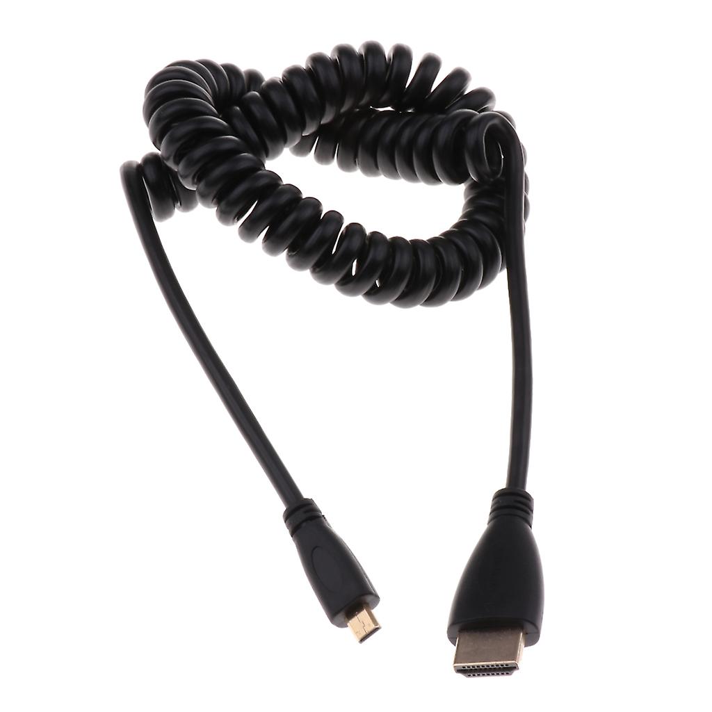 1080P   to Micro   Spiral Coiled Stretch Spring Cable for SLR Camera