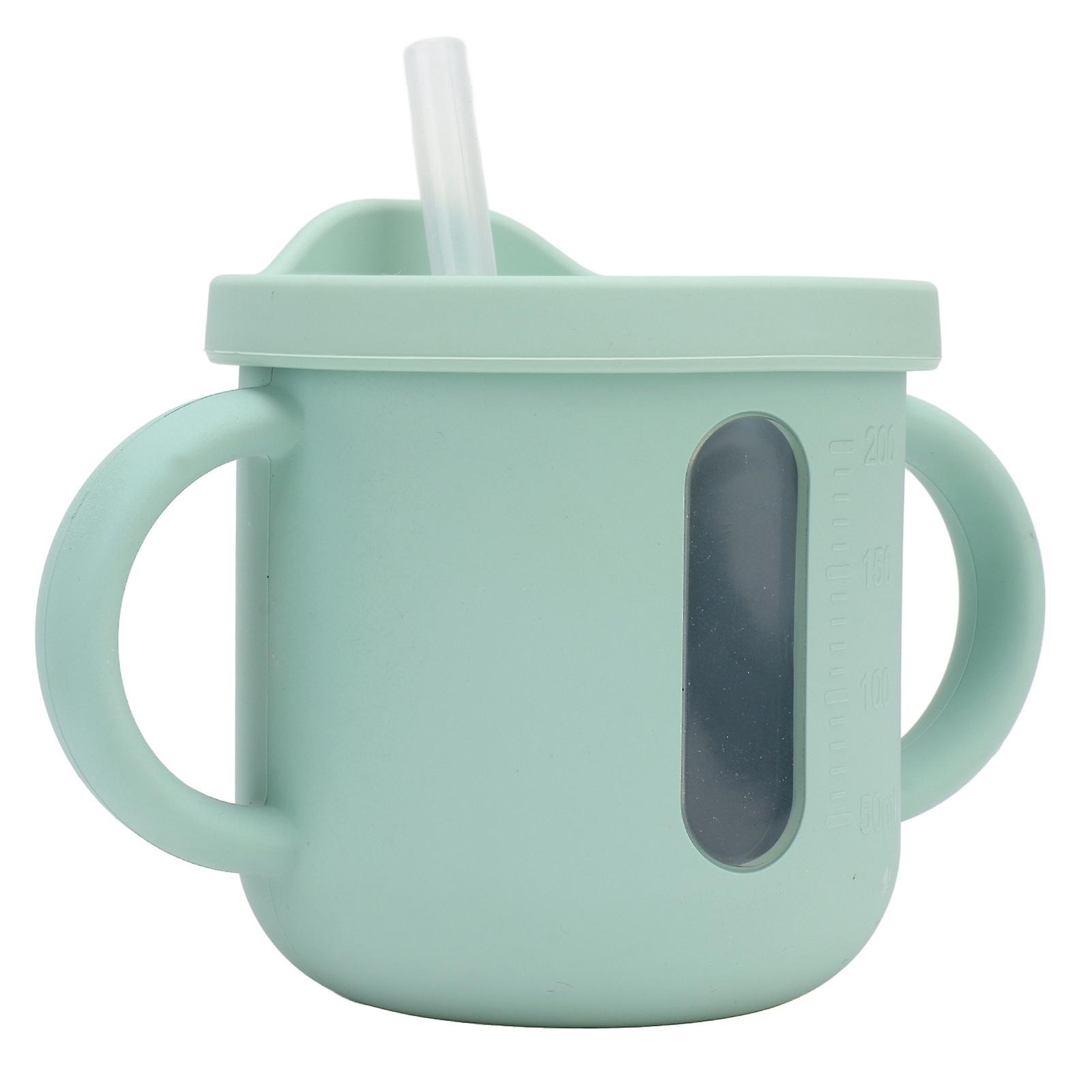 Silicone Sippy Cup - A Lightweight Toddler Training Cup with Double Handles and a Secure Leakproof Cover,for Home Use and Travel (Green)