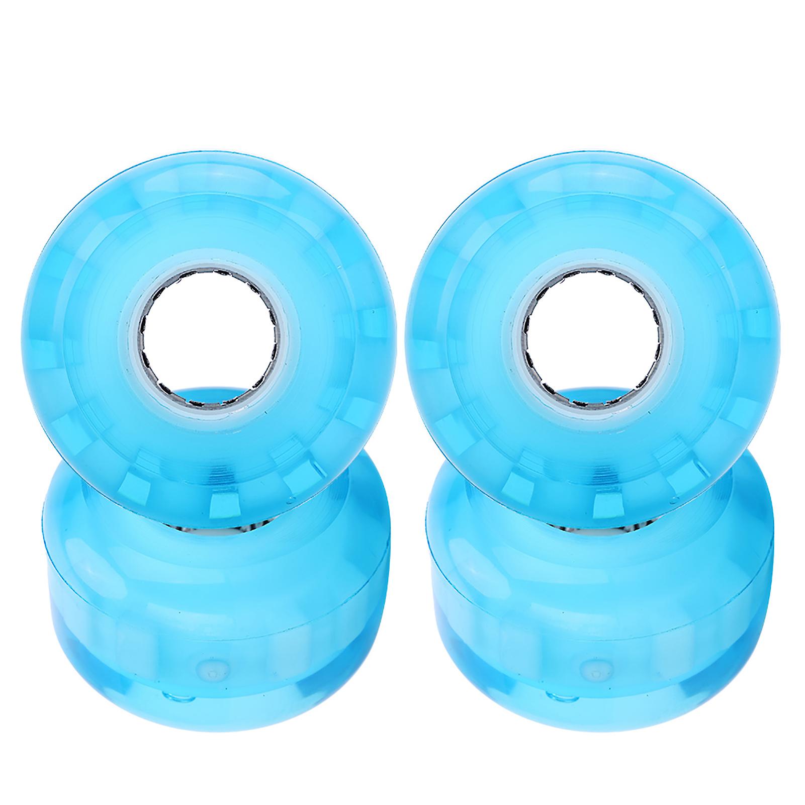 52mm Skateboard Wheel 4PCs Set High Elastic PU Skateboard Flashing Wheel 52mm Professional AntiSkid No Noise(Blue ) High Elastic Skateboard Wheel