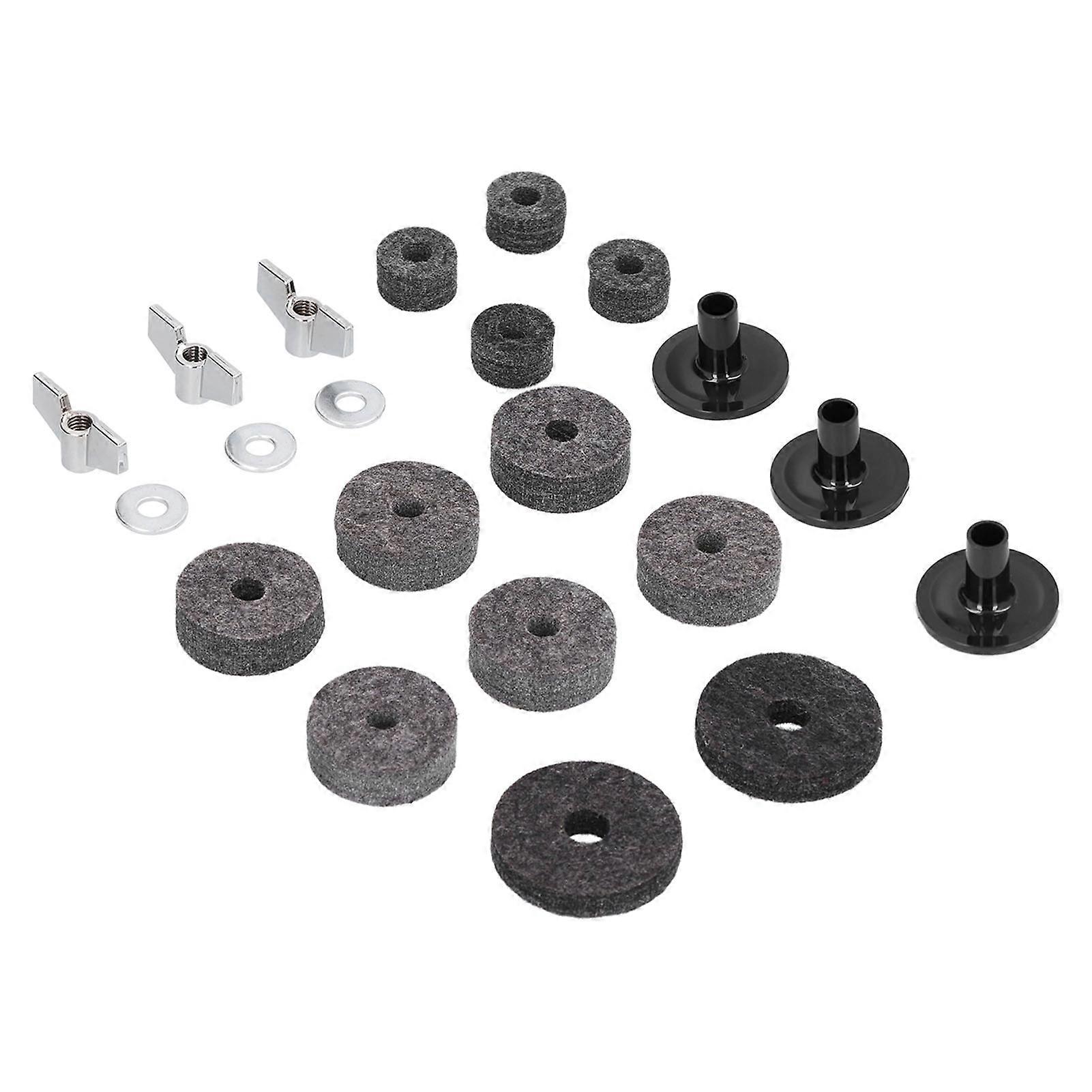 Risegun Cymbal Felt Set Cymbal Felt Clutch Bracket أنبوب طبل الملحقات مع صمولة جناح من الفولاذ المقاوم للصدأ ، 21 قطعة