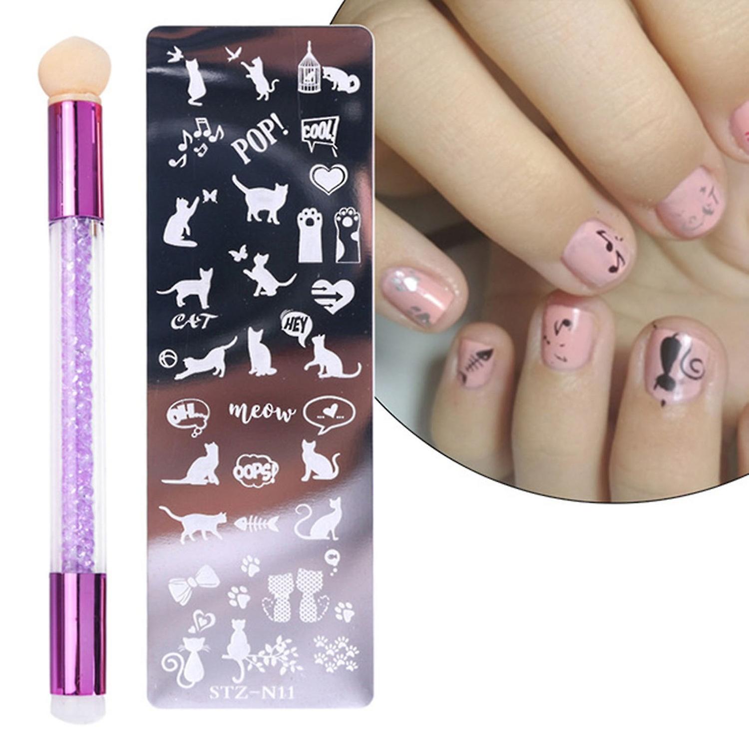 1Set Nail Stamping Plate Exquisite Pattern Shiny Effect DIY Nail Transfer Print Template for Makeup