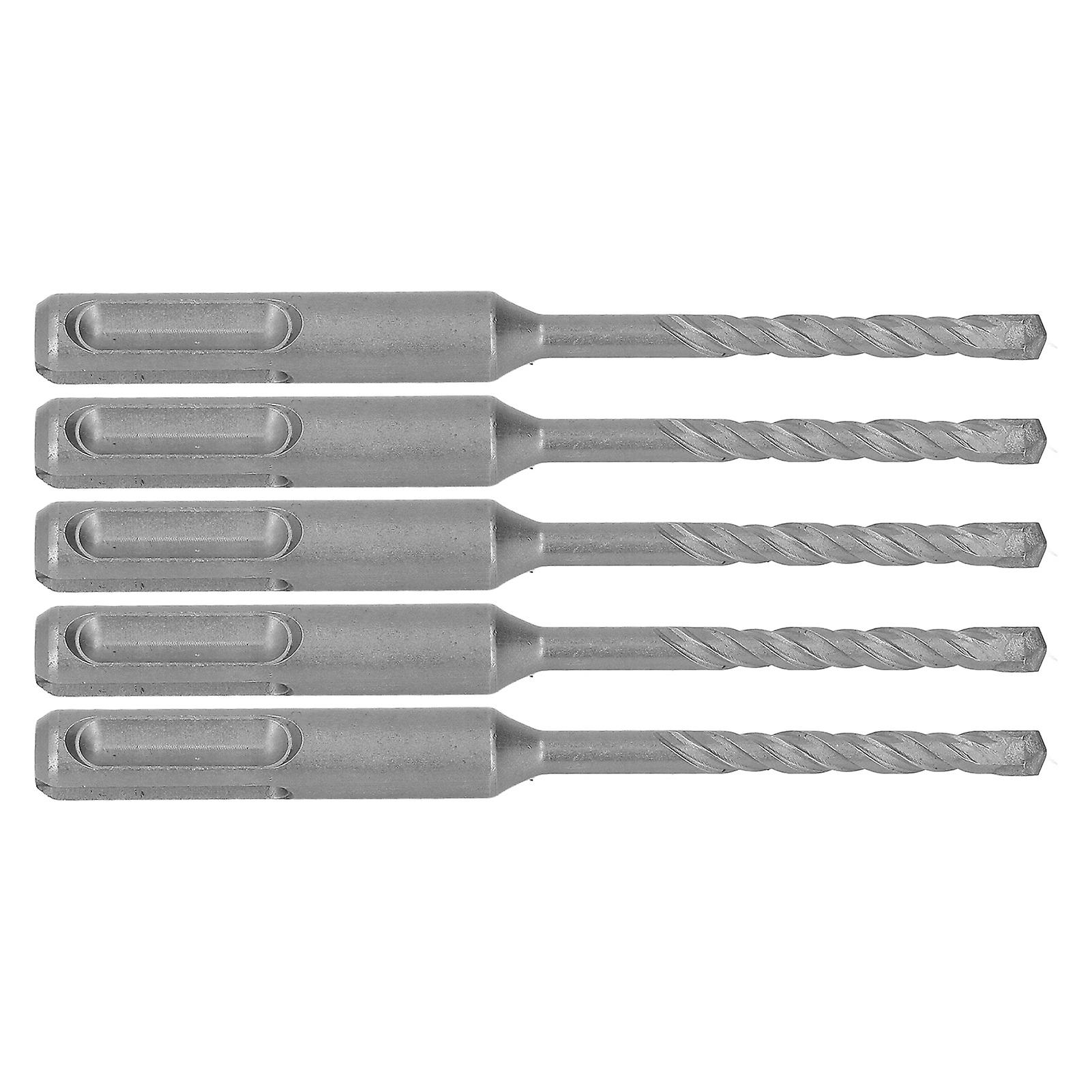 5Pcs Rotary Hammer Drill Bit Cemented Carbide Tip Spiral 2 Flutes Impact Drill Bit for Brick Stone 110mm 5mm/0.20in Open Diameter 