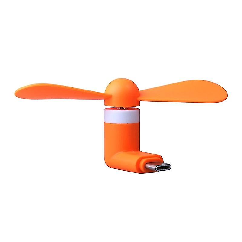 Mini Portable Type-c Smartphone Fan With Two Leaves Cooling Ventilator (orange)