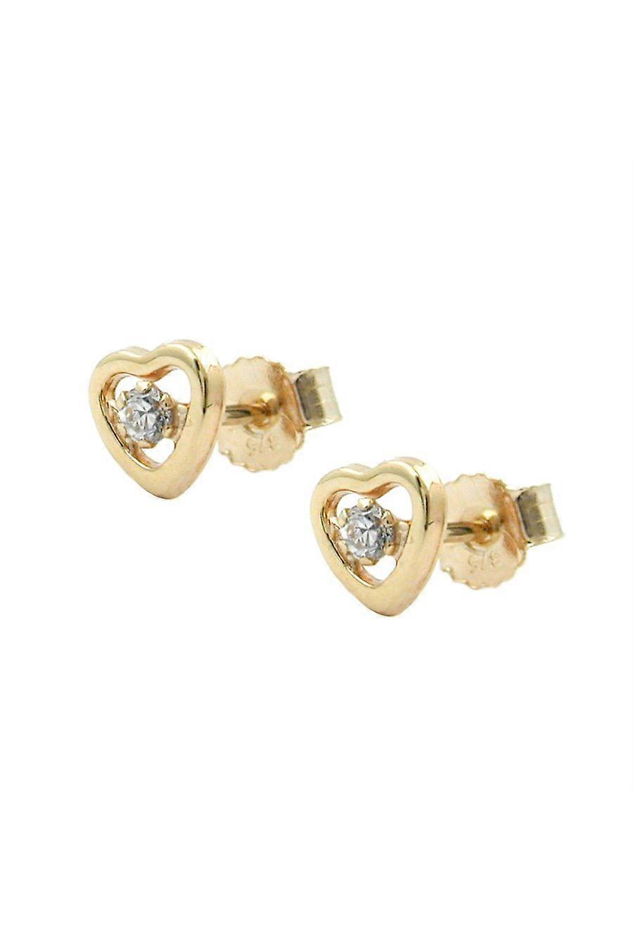 Earrings Heart Cubic Zirconia 9k Gold - Gl430815