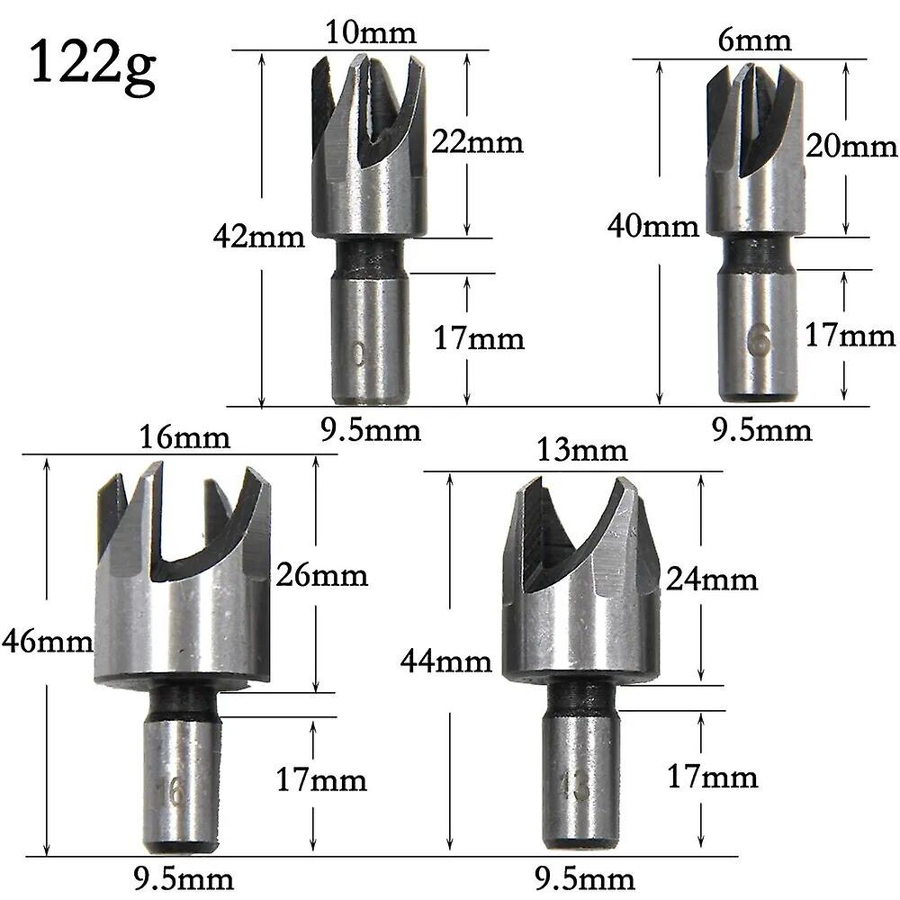4pc round Handle Barrel/claw Type Wooden Plug Drill Woodworking Hole Opener Reaming Drill Bit Removal Tool Cutting Tool Set