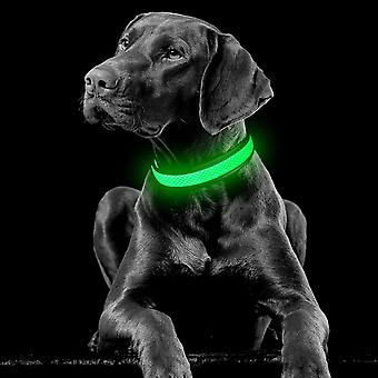 SBMLV-LED Dog Collar Rechargeable Waterproof - Comfort Light Up Pet Collars , Mesh Adjustable Glow in The Dark Dog Collar Flashing Lights  GreenLarge