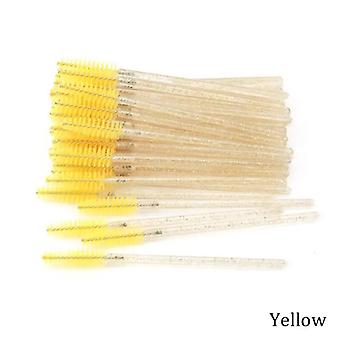 50pcs Crystal Eyelash Brush Silicone Disposable Eyebrow Makeup Brush Diamond Handle Mascara Wand Eyelash Brush Brush Beauty Tools~16265