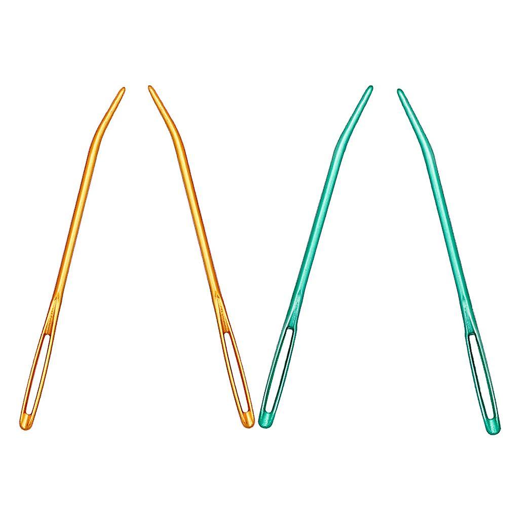 4pcs Aluminium Large-eye Bent Tip Tapestry Darning Needles Knitting Tools