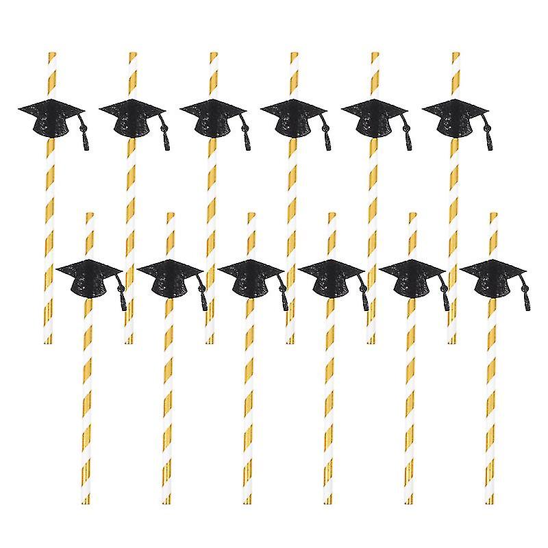 24pcs Graduation Paper Straws