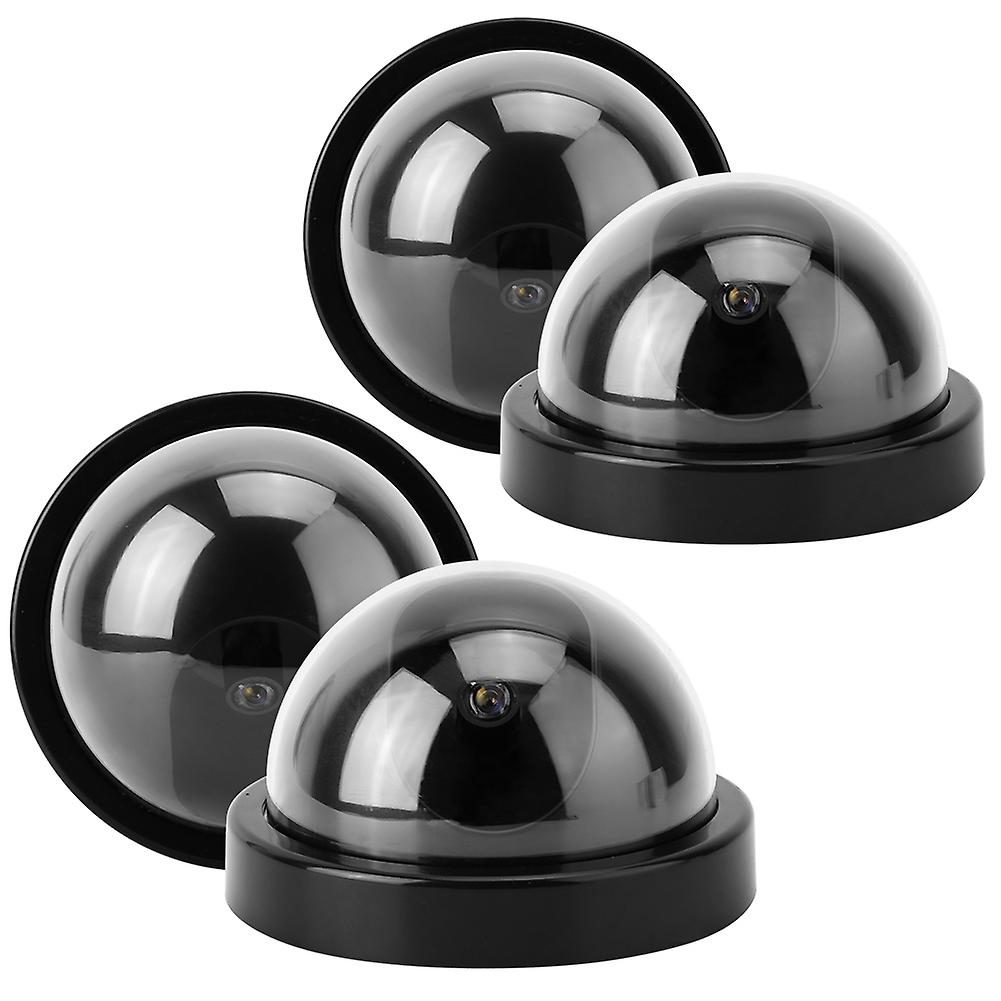 4pcs Dome Simulation Camera CCTV Dummy Fake Security Camera With Flashing Led Light (Black)