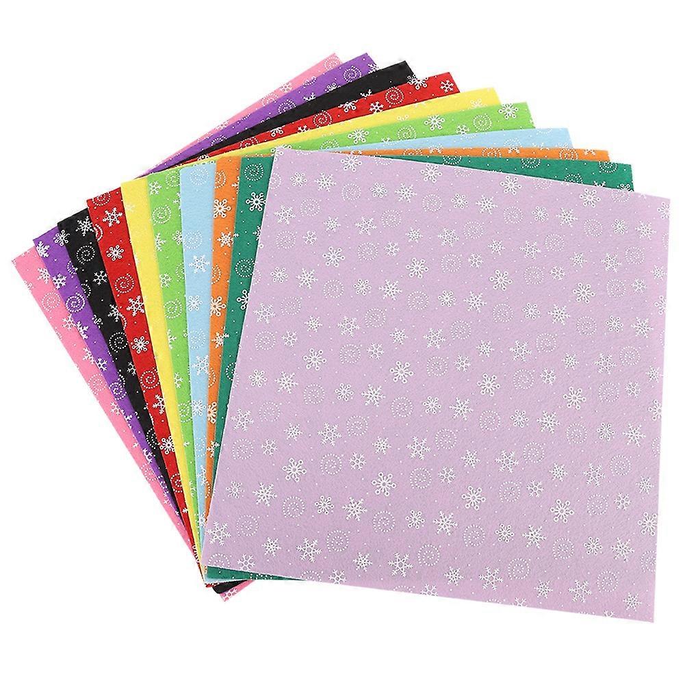 10pcs Snow Pattern Handcraft Non Woven Fabric Craft Square Sheet Diy Material (15*15cm)