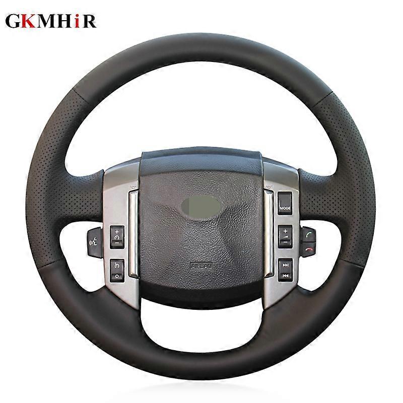 Svart konstläder Handsydd bilrattkåpa för Land Rover Discovery 3 2004-2009