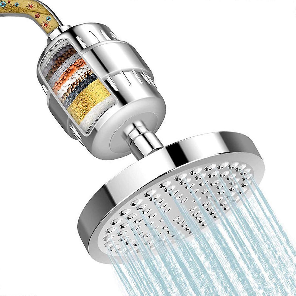 Shower Head With Filter Filter Fixed Shower Head With Filter, 6 Inch Rainfall Filter Shower Head For Dry Skin And Hair,hands Free, Copper Connectors