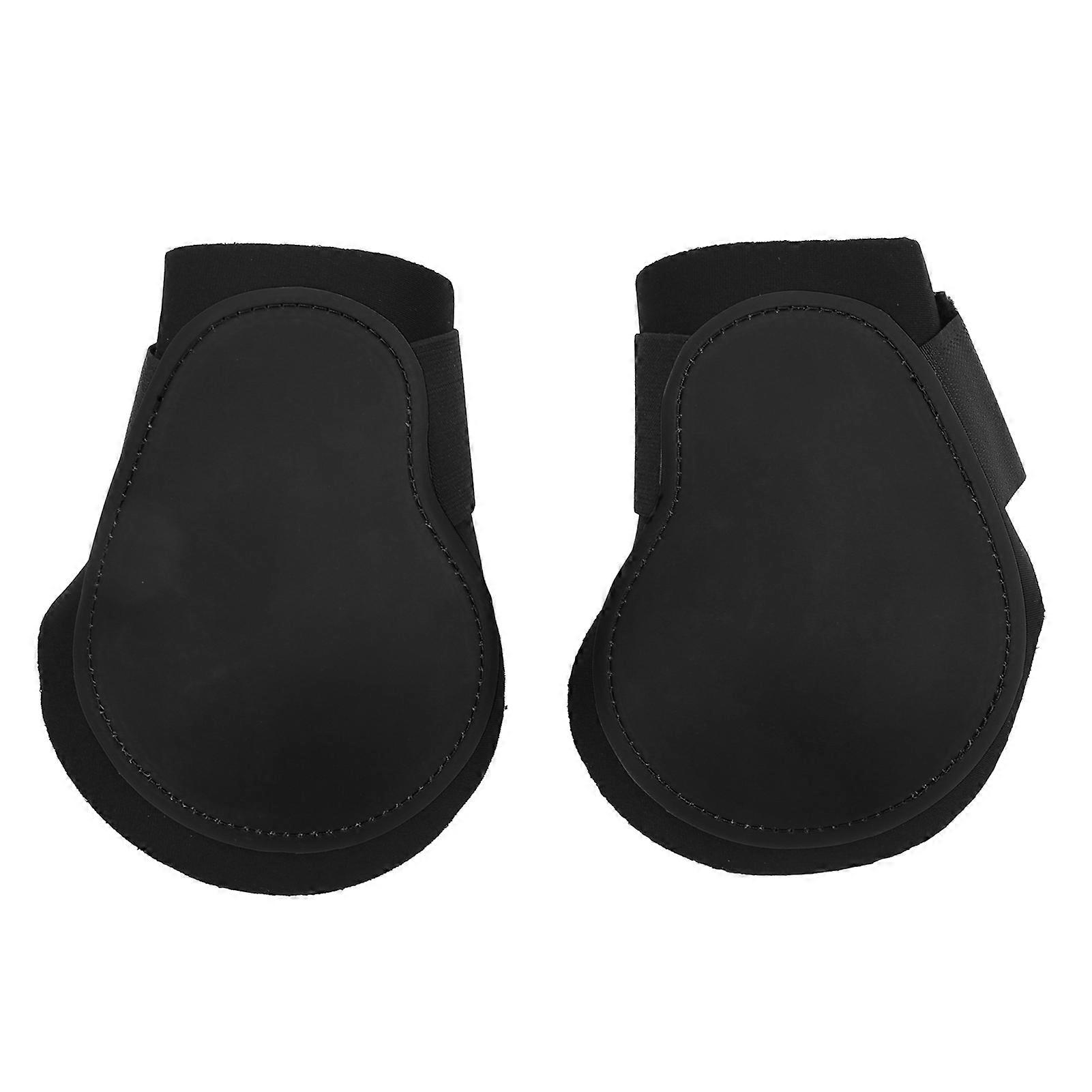 2 قطع أحذية الحصان الساق بو شل مرنة امتصاص الصدمات الحصان الساق حامي للفروسية الأسود الساقين الخلفيتين L