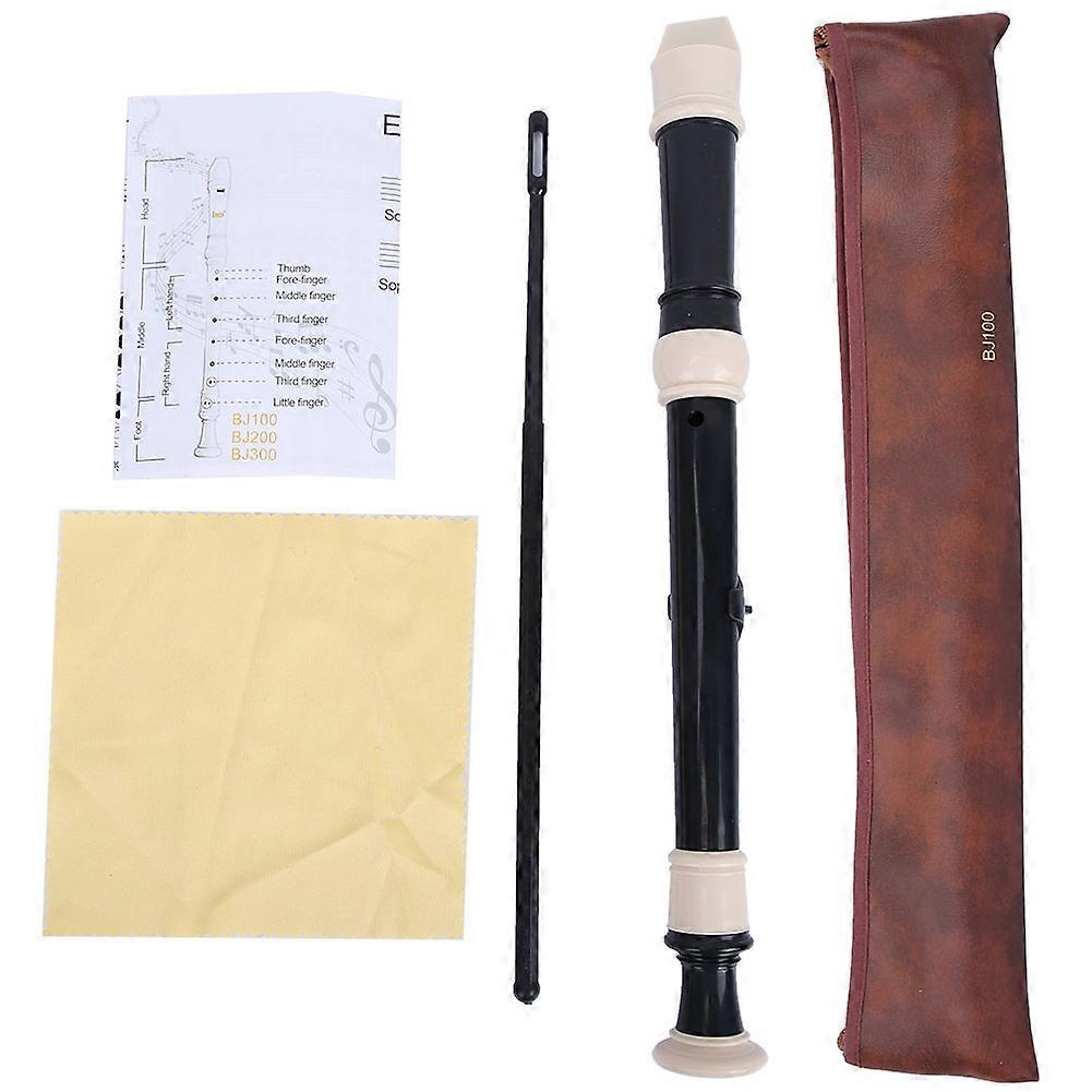 8 ثقوب الباروك مسجل كلارينيت الفلوت آلة النفخ الخشبية مع أداة تنظيف كيس PU (أسود)