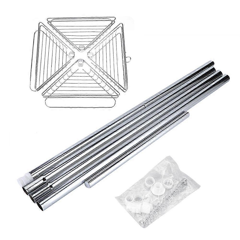 Bathroom Shower Corner Metal Tension Pole Adjustable 4 Baskets Storage Rack Shelf