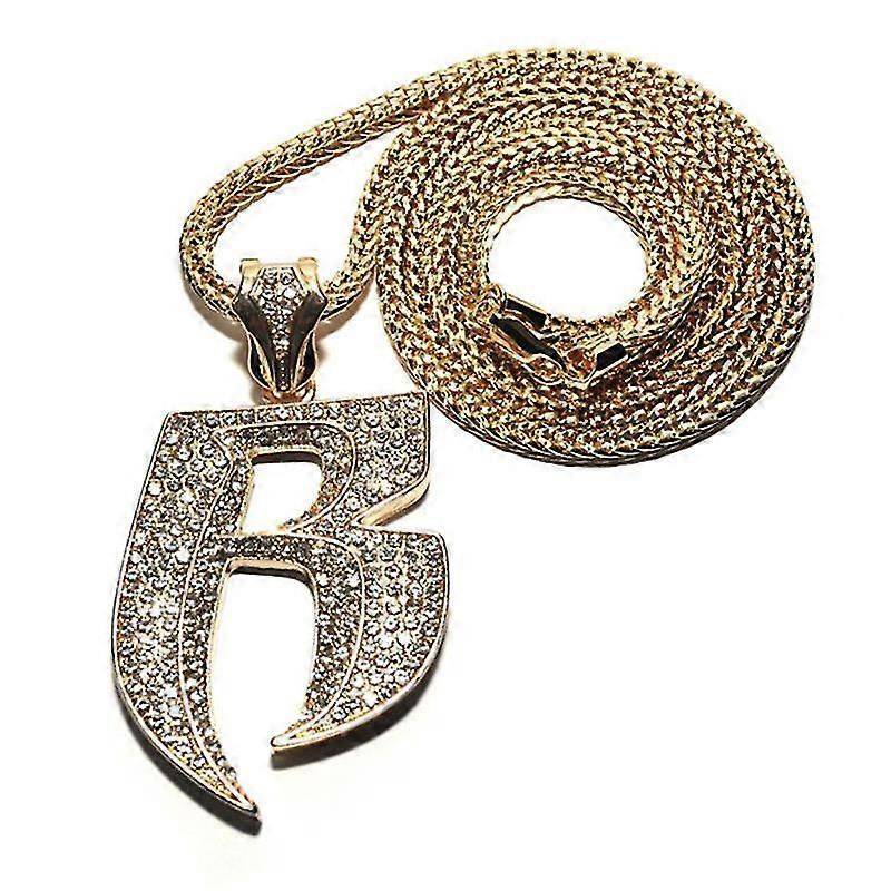 Hip Hop Big Crystal Letter R Pendant With Long Chain Choker Necklace ...