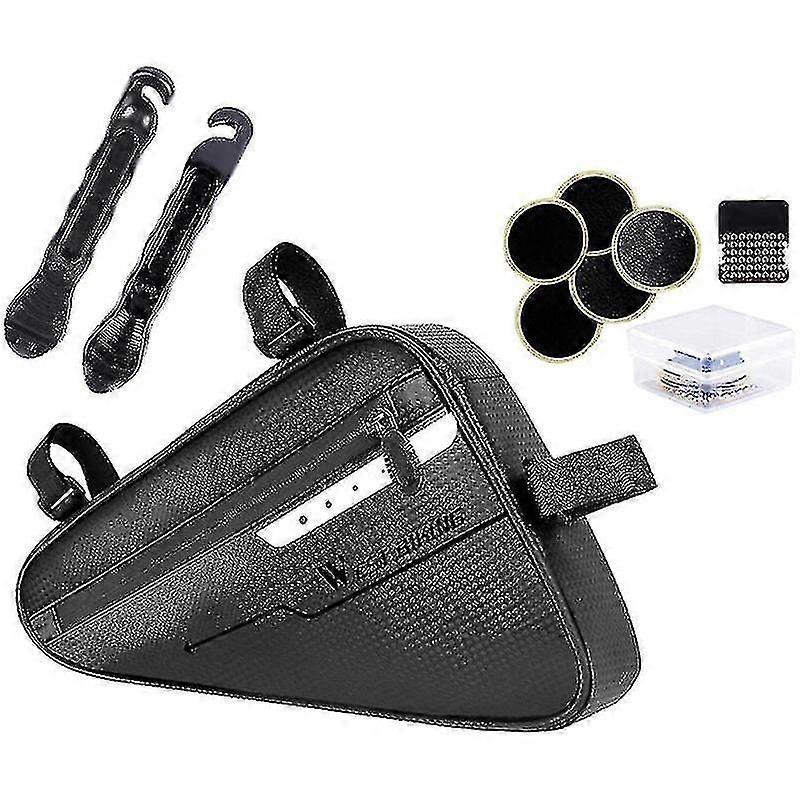 Multifunctional Bicycle Repair Kit, Triangle Bag + Tire Spoon + Tire Patch