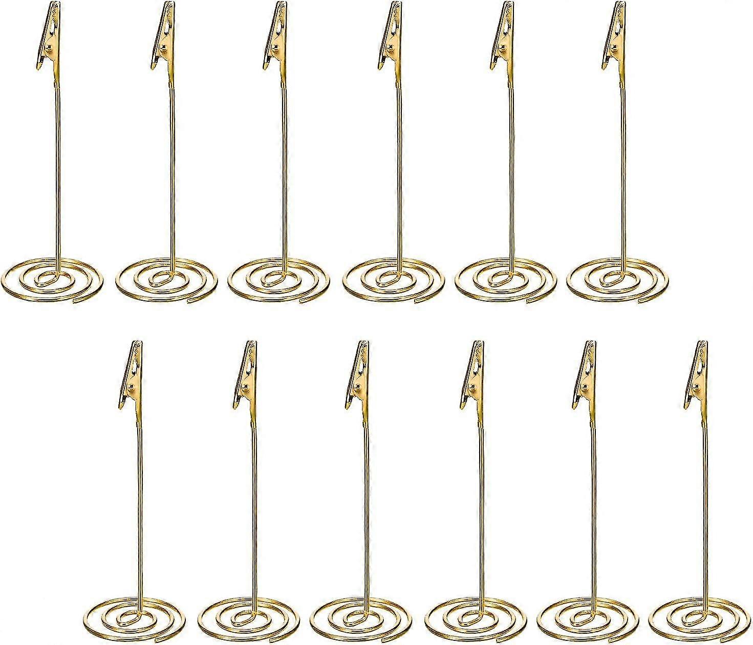 12 Packs Table Number Card Holders with Alligator Clip Photo Memo Holder Clips for Wedding Party Favor (Golden)