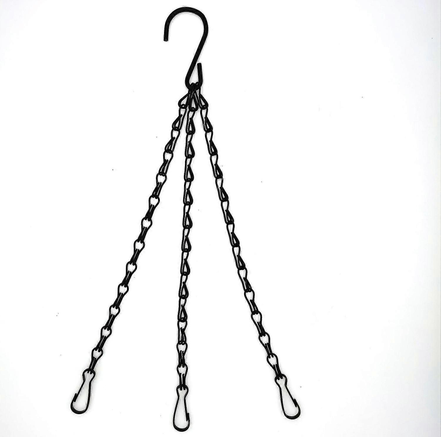4 Pack 3 Strand Hanging Basket Chain Metal Replacement Chain Hook with Hook and Clip 50cmblack