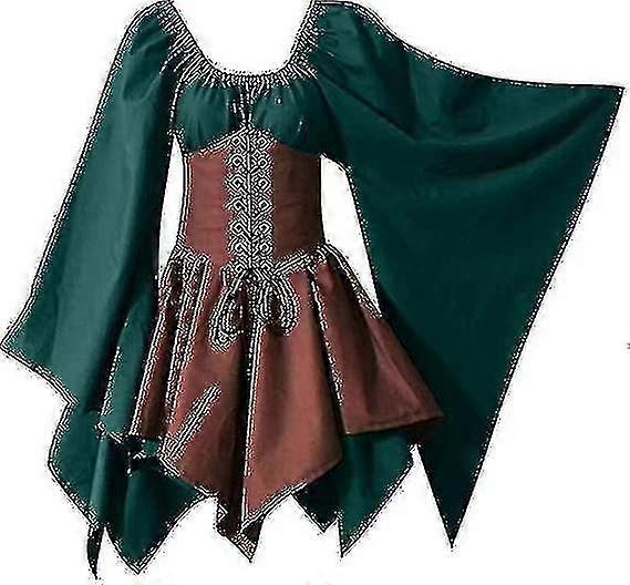 Halloween Retro Long Sleeve Corset Dress Women Medieval Cosplay Costumes Gothic  Dress | Fruugo UK