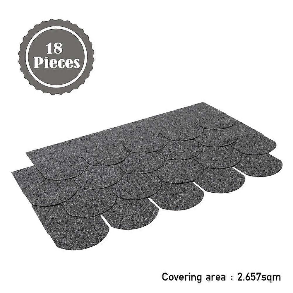 18 Pcs Self Adhesive Fish-scale Asphalt Shingles Bitumen Roofing, Grey