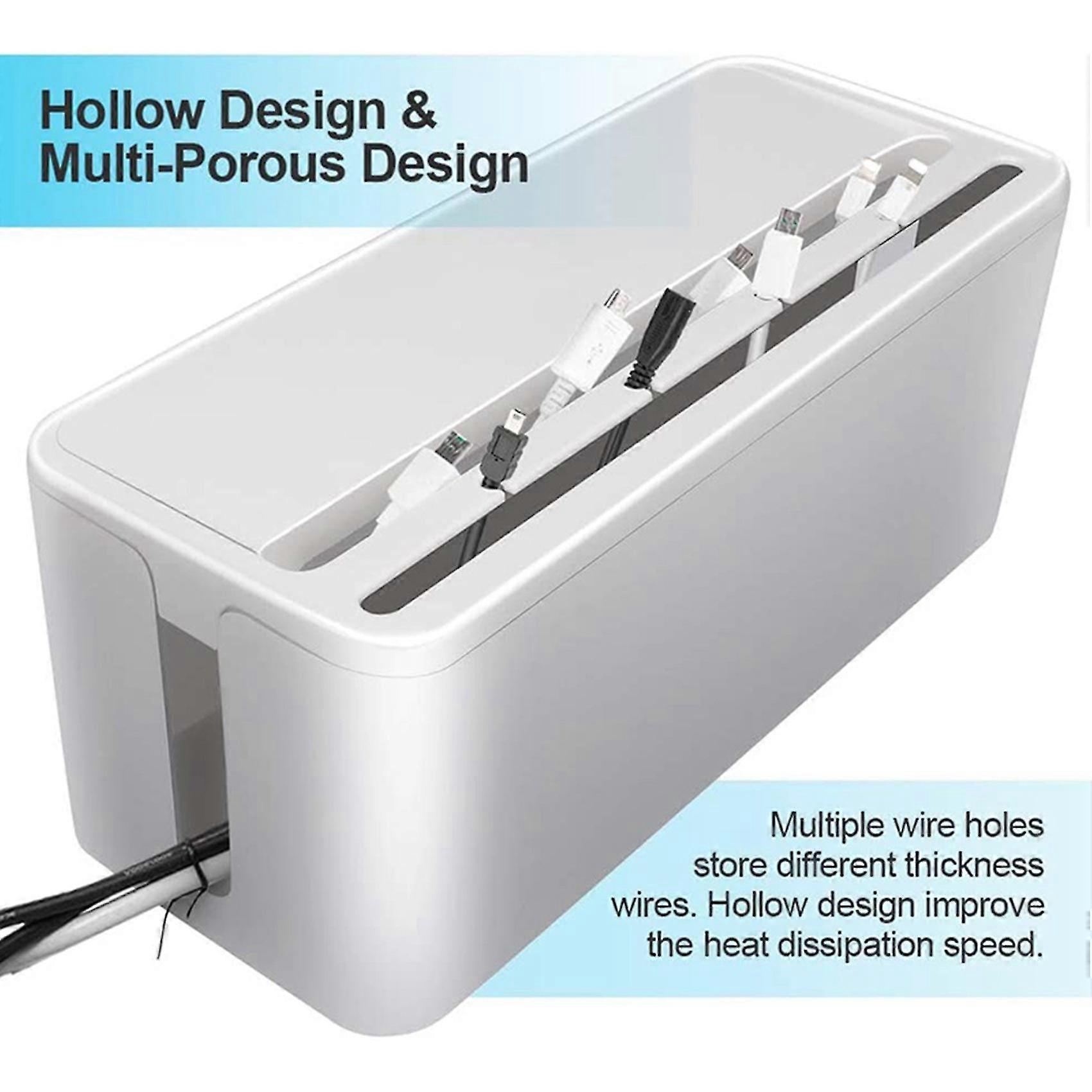 2x Cable Management Box, Abs Cable Organizer Cord Hider Box, Computer Power Lines, Route Cables, Un