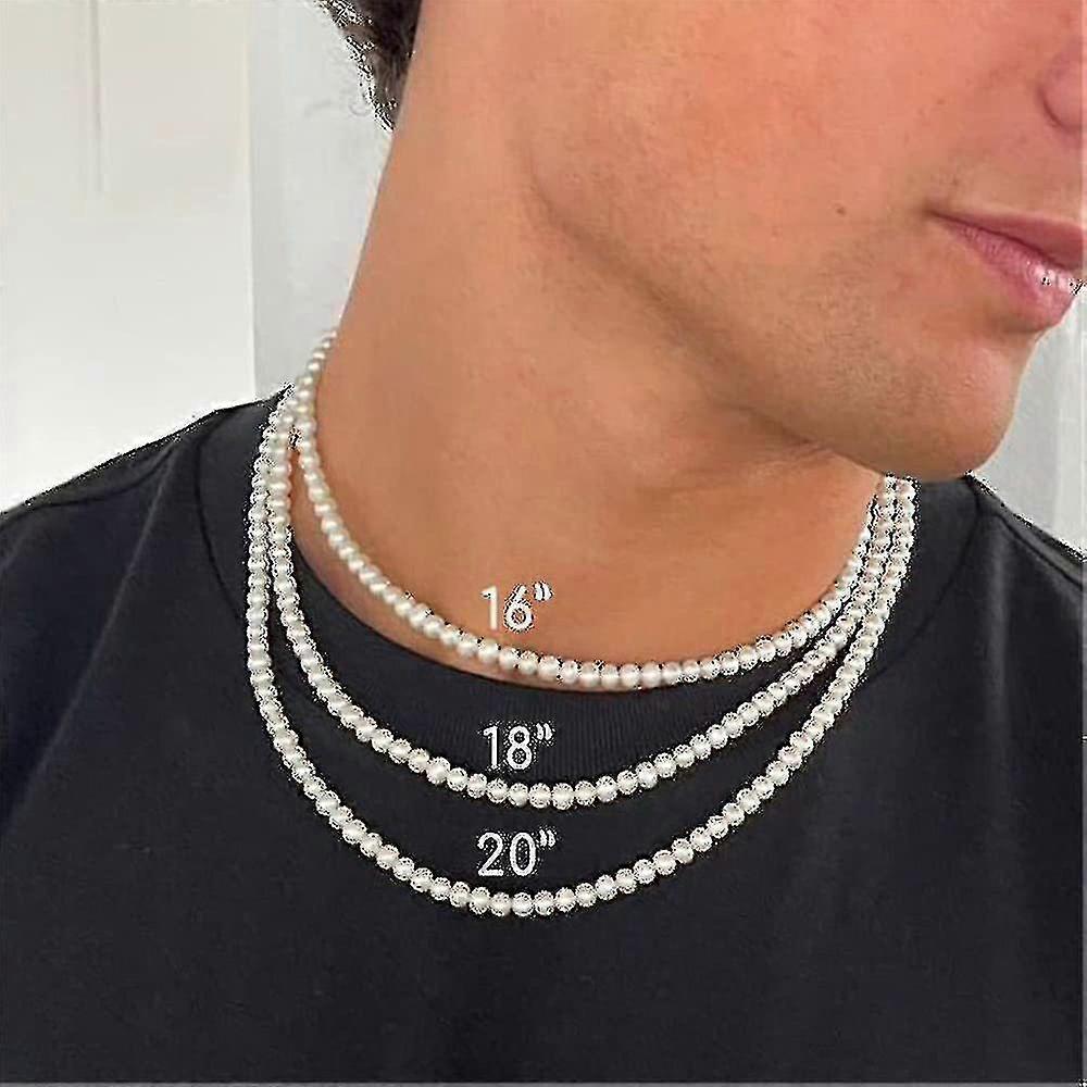 Collier de perles Hommes Simple Collier de perles à la main (45cm)0 - PJ