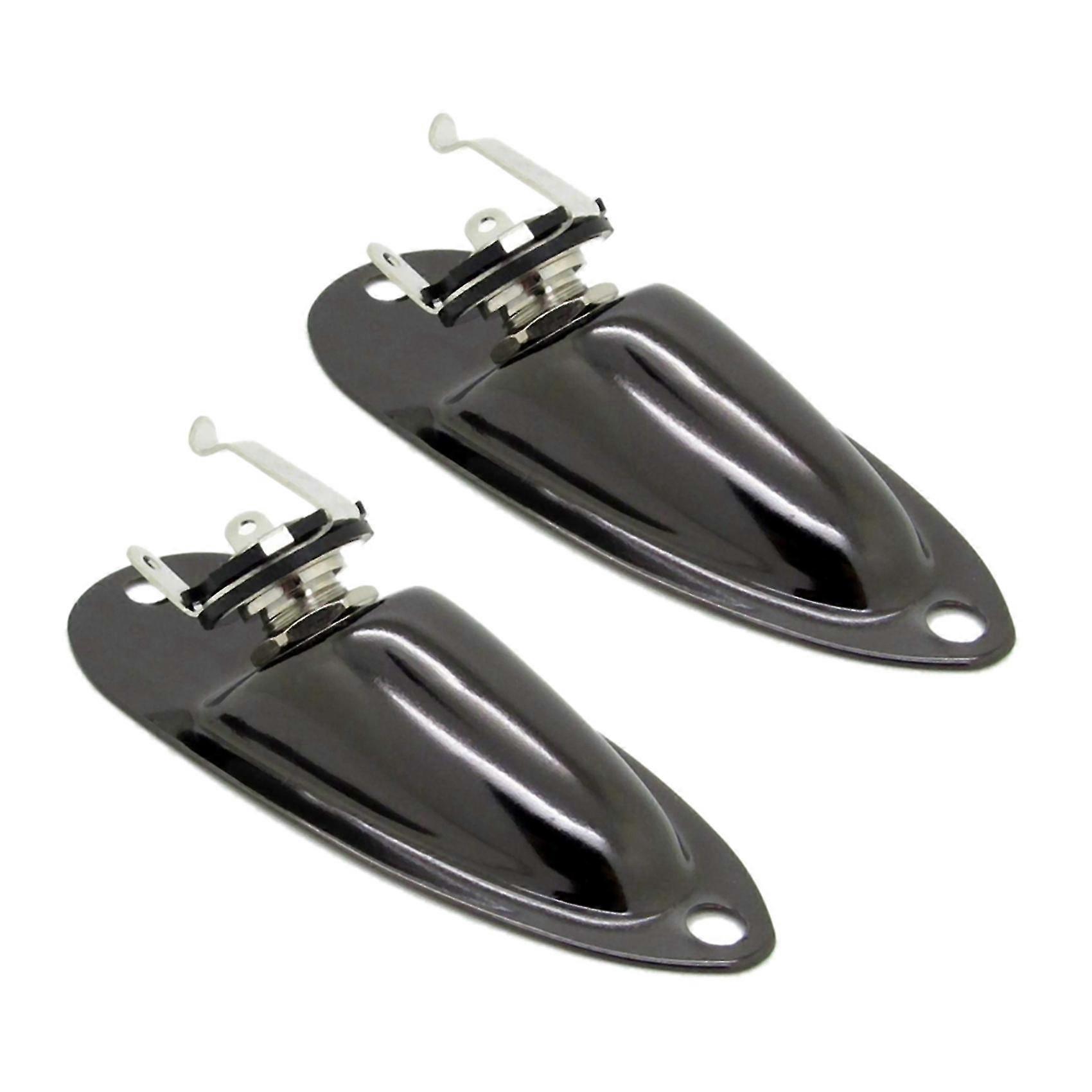 2x Black Boat Style 1/4inch Guitar Pickup Output Input Jack Plug Socket para Strat Guitar