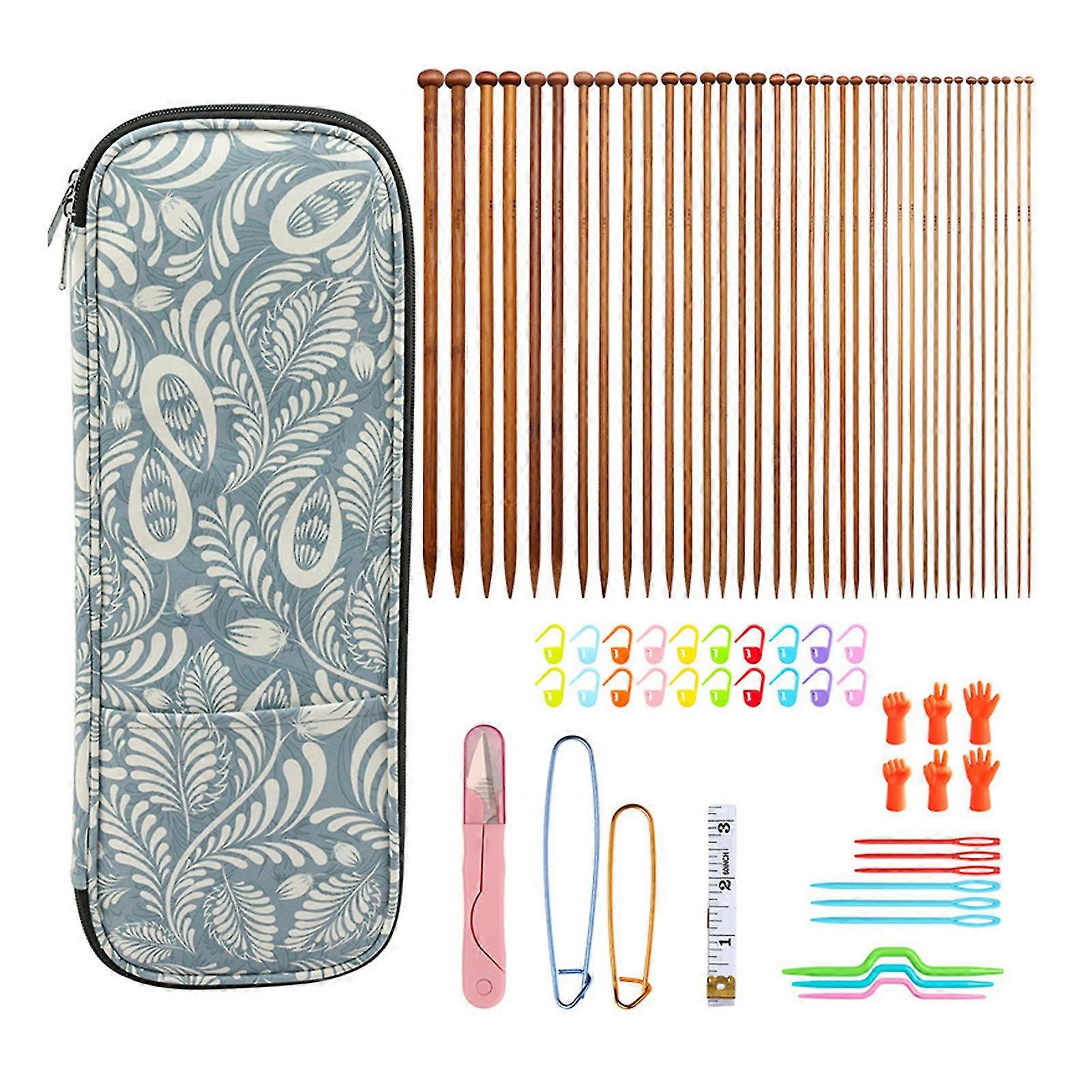 Knitting Needles Set With Storage Bag Single Pointed Staight Sweater Needles Portable Knitting