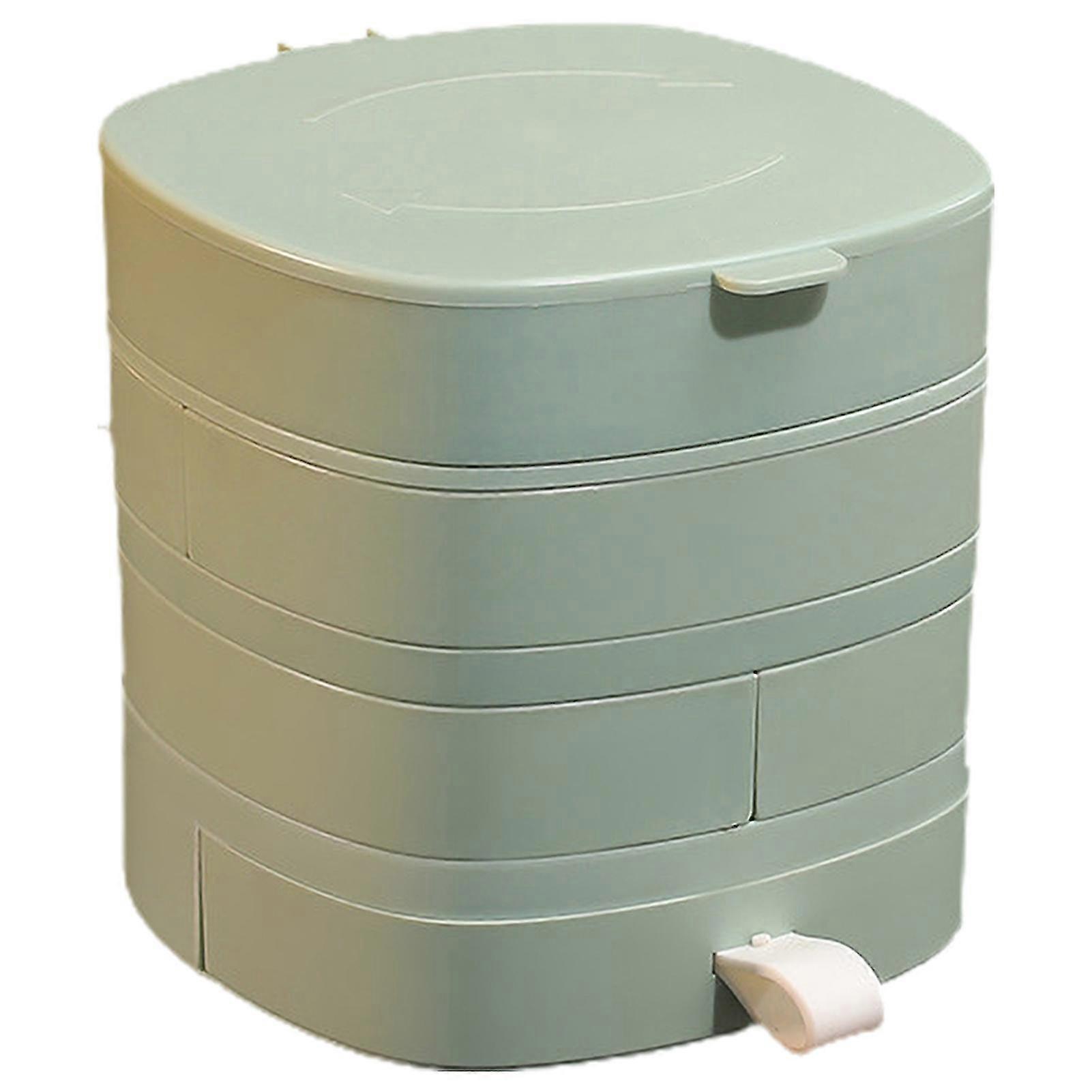 Jewelry Storage Box 4-layer Rotating Jewelry Stand Small Items Container With Lid Drawer Desktop