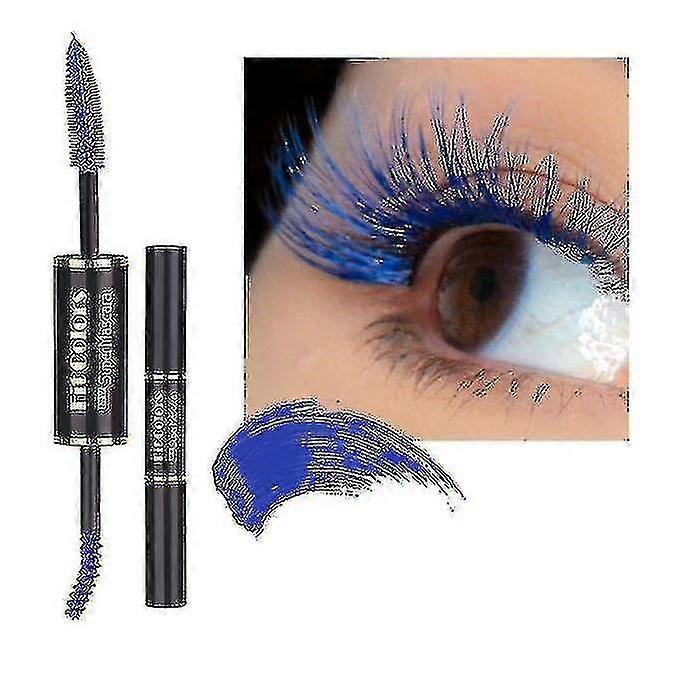 Mascara couleur double extrémité - Waterproof Thick Curling Anti-transpiration longue durée (bleu)