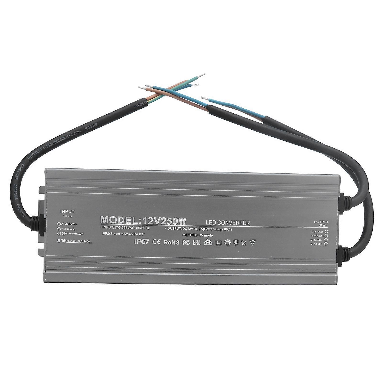Waterproof Power Supply LED Driver Constant Voltage Power Supplies IP67 250W AC170265V12V 20.8A NO.5628