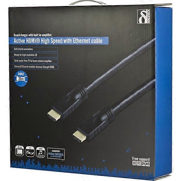 Cable HDMI activo DELTACO, 20 m, negro