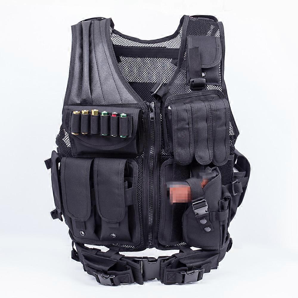 Military Mesh Tactical Vest, Γιλέκο Μάχης με Ζώνη για Airsoft Military CS Game-Black,2024 Ping