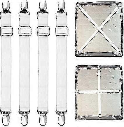 4pcs Bed Sheet Clips, 55 Cm-250 Cm Adjustable Bed Sheet Straps, Upgraded Elastic Sheet Fasteners For Bedding, Fitted Bed Sheet Grippers To Keep Your S