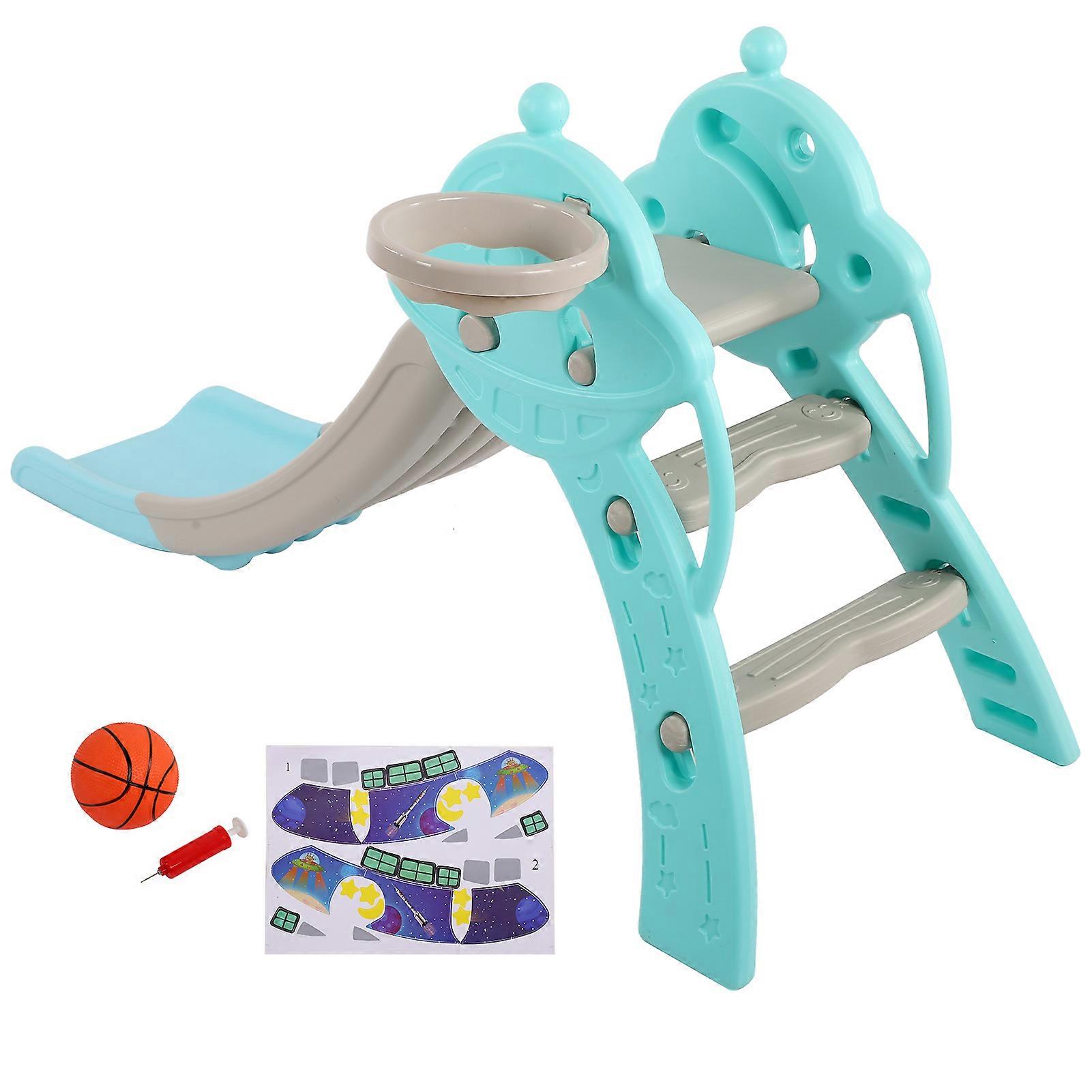Crianças Slide Montar Slide com Cesta de Basquete Bebê Crianças Jardim de Infância Playground Slide SetGreen