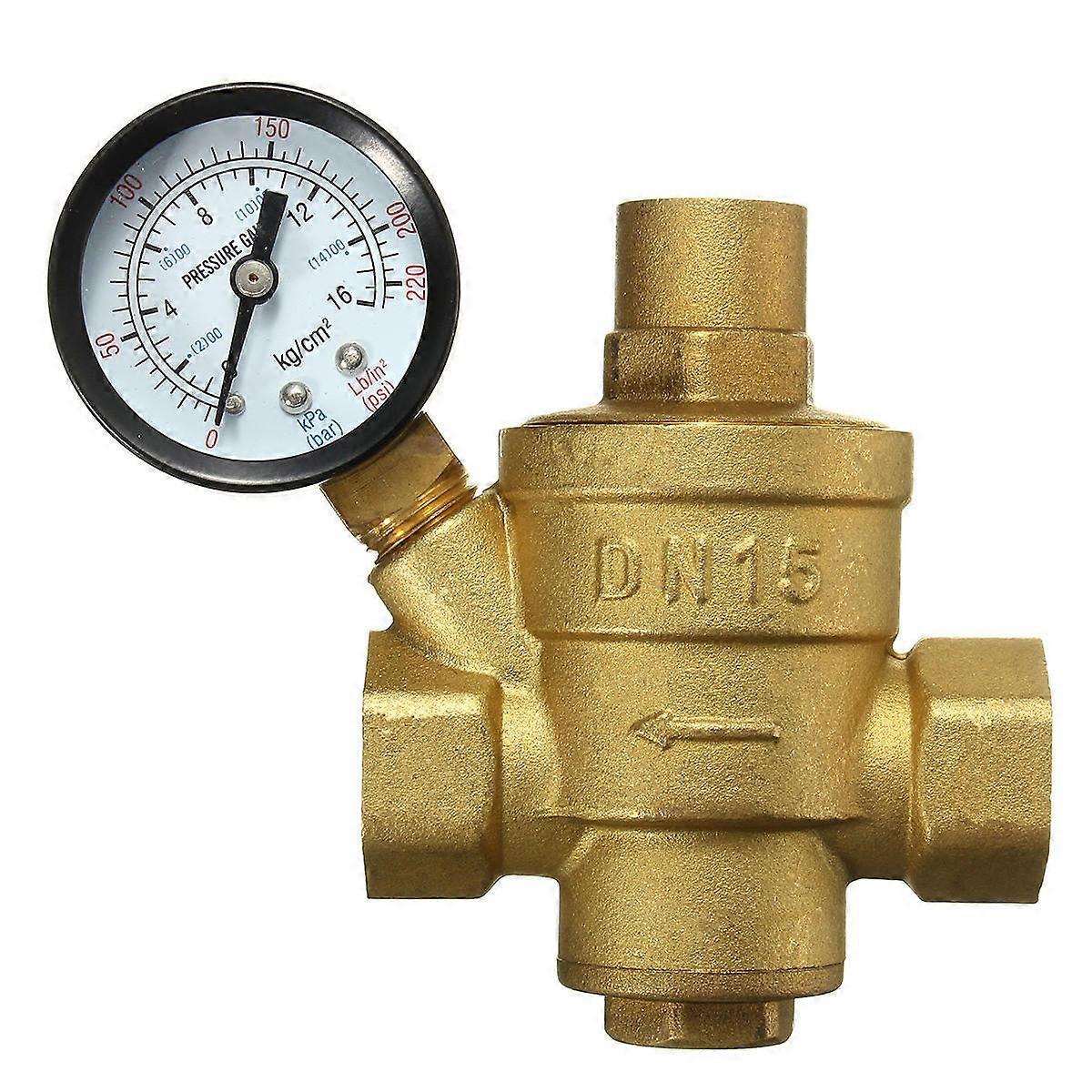 Adjustable Dn15 Bspp Brass Water Pressure Reducing Valve With Gauge Flow