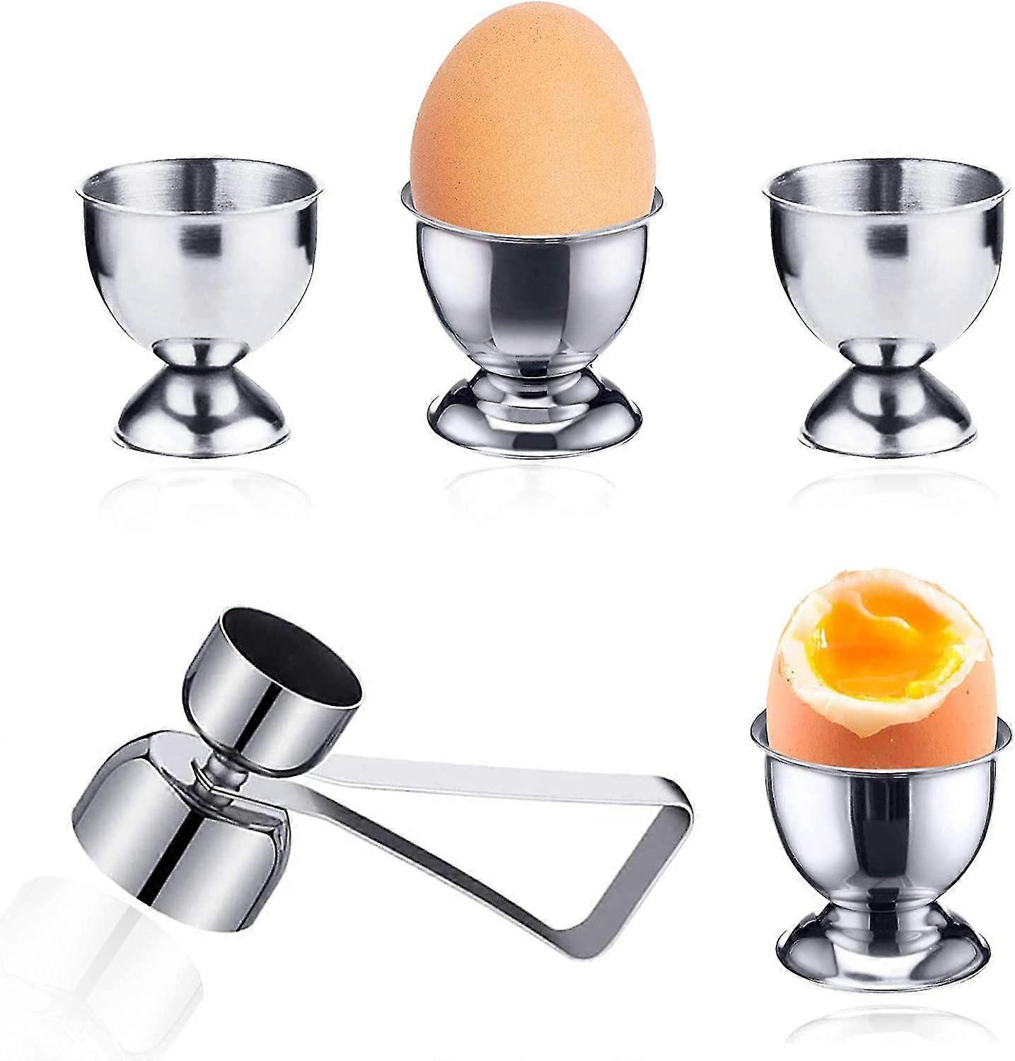 Stainless Steel Egg Cups,Breakfast Tray Egg Cup Holder,4 Pcs Egg Holder Set