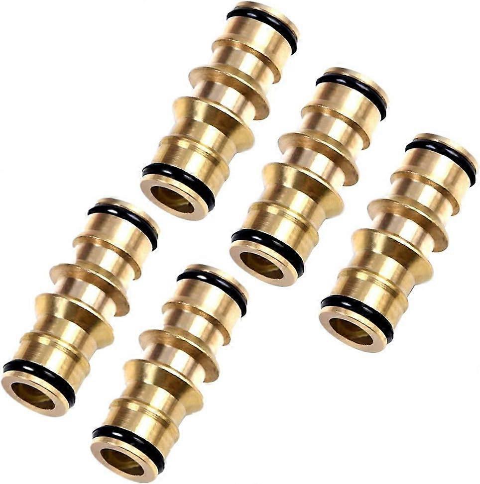 5 Pack Brass Double Male Hose Pipe Connectors Extender Garden Hose Pipe Tube Connectors for Extending Two Female Garden Hose Pipe Tube Ends
