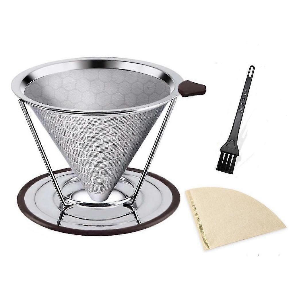 Coffee Dripper,coffee Filter Paper Set,reusable Drip Cone Coffee Filter With Stand And Cleaning Bru